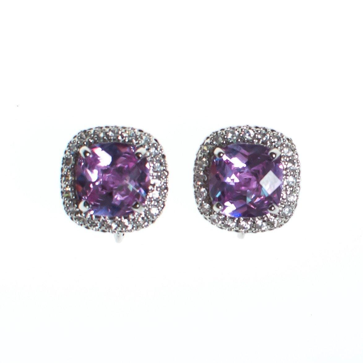 Vintage Pave Diamante Crystal and Light Amethyst Purple Soft Squared Statement Earrings by 1990s - Vintage Meet Modern Vintage Jewelry - Chicago, Illinois - #oldhollywoodglamour #vintagemeetmodern #designervintage #jewelrybox #antiquejewelry #vintagejewelry