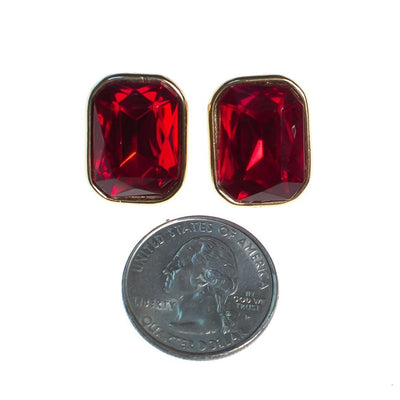 Vintage 1980s Marshall Fields Ruby Red Austrian Crystal Statement Earrings by Marshall Fields - Vintage Meet Modern Vintage Jewelry - Chicago, Illinois - #oldhollywoodglamour #vintagemeetmodern #designervintage #jewelrybox #antiquejewelry #vintagejewelry