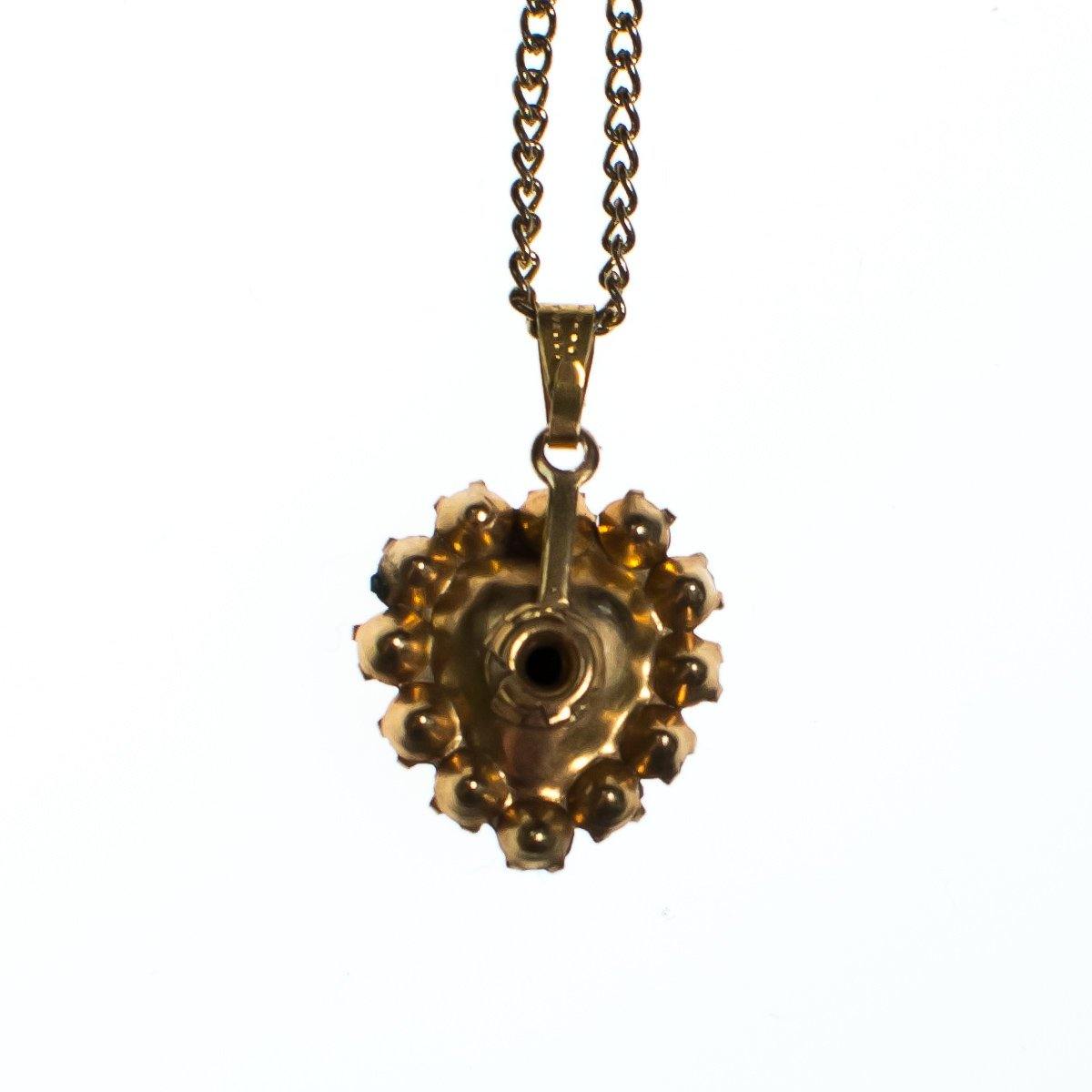 Vintage 1950s Dainty Pink Guilloche Heart with Rhinestones Pendant Necklace by 1950s - Vintage Meet Modern Vintage Jewelry - Chicago, Illinois - #oldhollywoodglamour #vintagemeetmodern #designervintage #jewelrybox #antiquejewelry #vintagejewelry