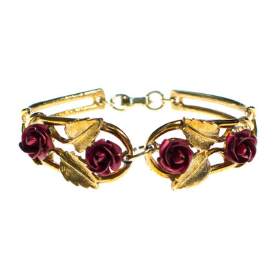 Vintage 1960s Red Rose and Gold Bracelet by 1960s - Vintage Meet Modern Vintage Jewelry - Chicago, Illinois - #oldhollywoodglamour #vintagemeetmodern #designervintage #jewelrybox #antiquejewelry #vintagejewelry