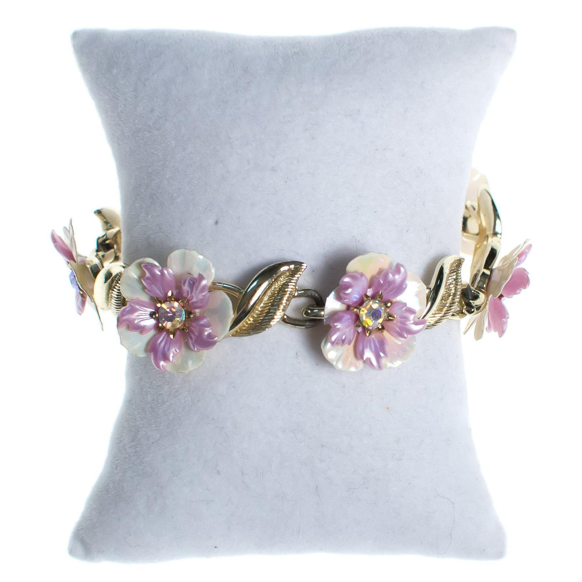 Vintage Coro Purple and White Flower Flower Bracelet