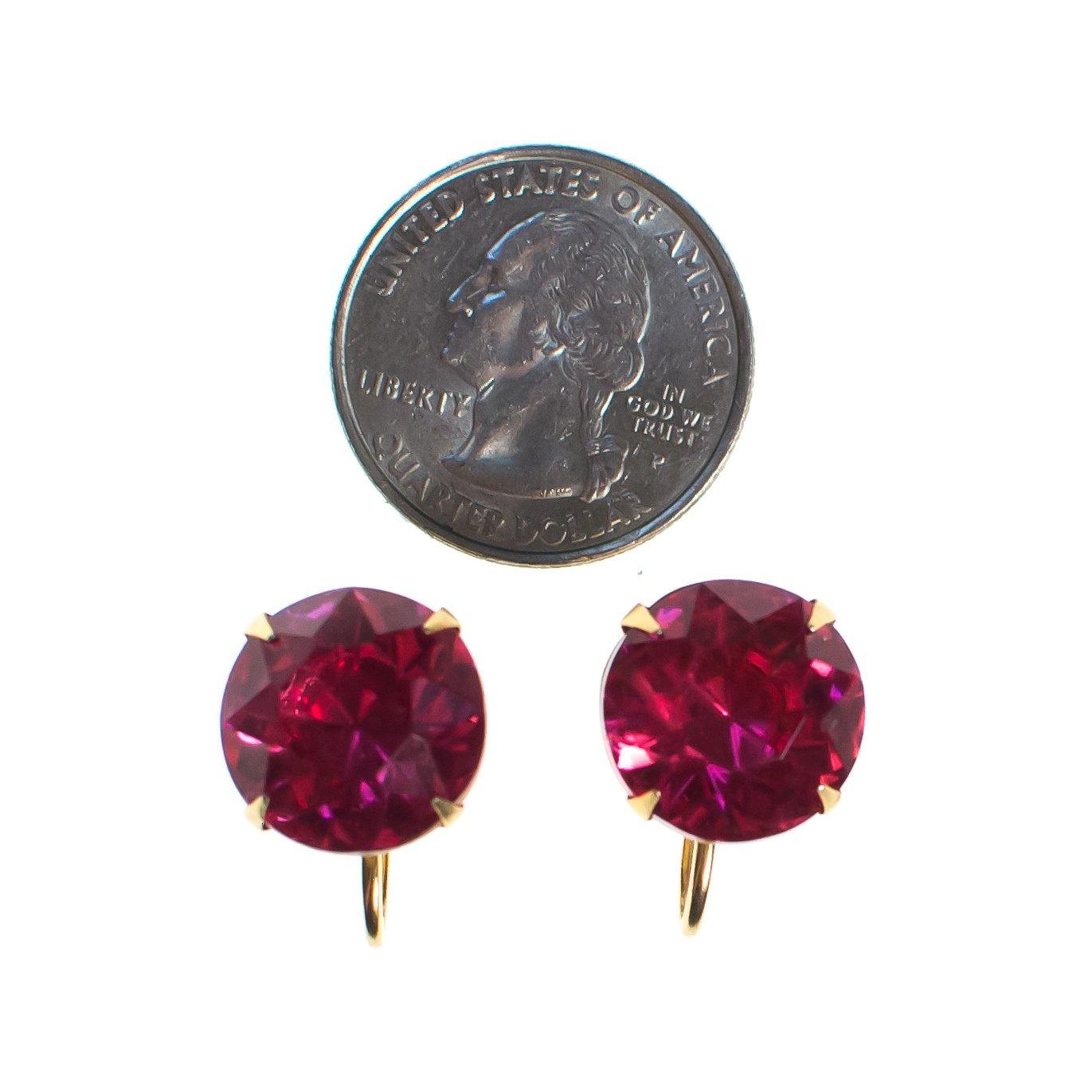 Vintage Rhinestone Earring, Pink Rhinestone Stud, Gold Tone Setting, Screw Back by 1950s - Vintage Meet Modern Vintage Jewelry - Chicago, Illinois - #oldhollywoodglamour #vintagemeetmodern #designervintage #jewelrybox #antiquejewelry #vintagejewelry