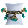 Vintage 1940s Made in Germany Chunky Charm Bracelet with Faux Emerald Jade Glass Elephant and Floral Charms by 1940s - Vintage Meet Modern Vintage Jewelry - Chicago, Illinois - #oldhollywoodglamour #vintagemeetmodern #designervintage #jewelrybox #antiquejewelry #vintagejewelry