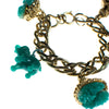 Vintage 1940s Made in Germany Chunky Charm Bracelet with Faux Emerald Jade Glass Elephant and Floral Charms by 1940s - Vintage Meet Modern Vintage Jewelry - Chicago, Illinois - #oldhollywoodglamour #vintagemeetmodern #designervintage #jewelrybox #antiquejewelry #vintagejewelry