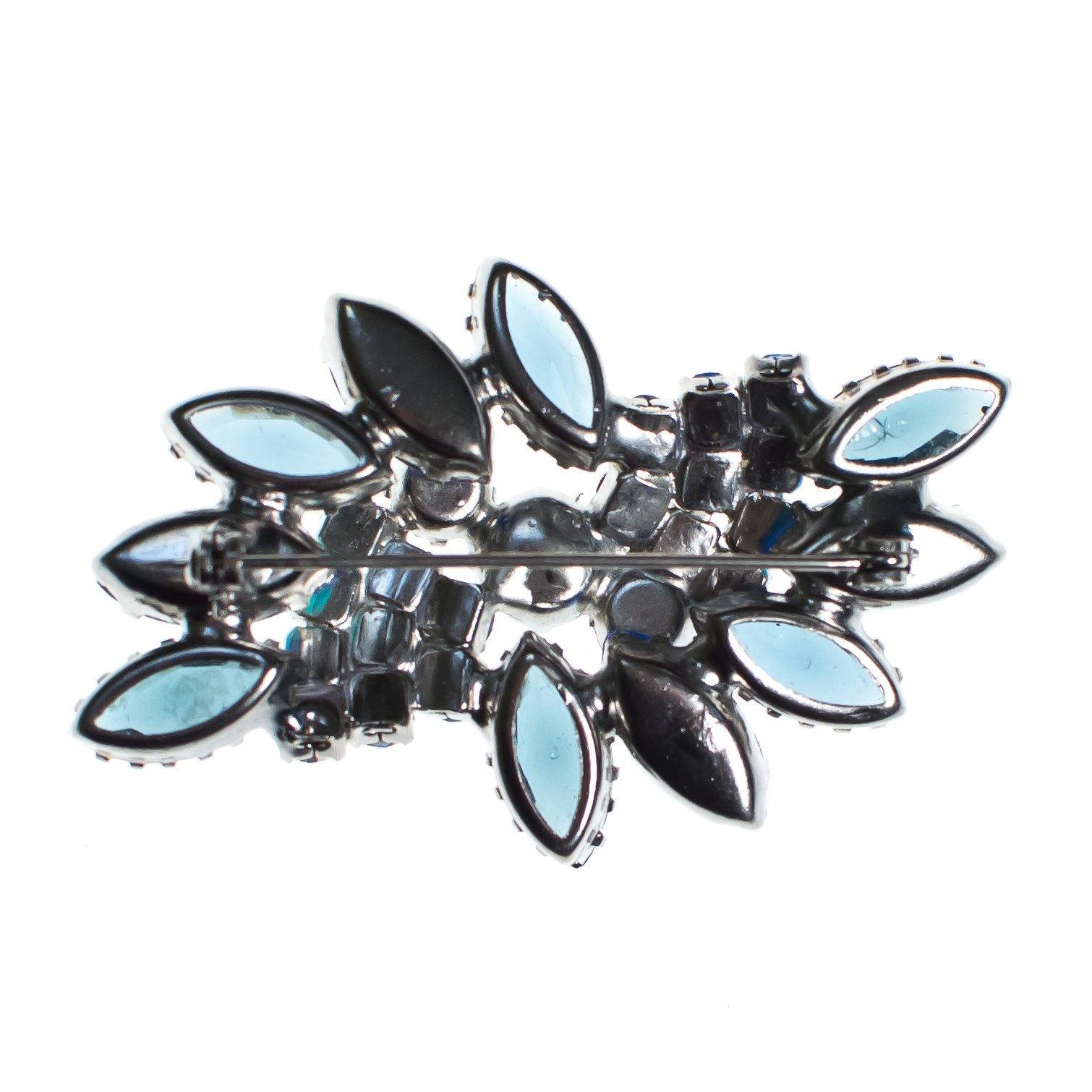 Vintage Sparkling Sapphire Blue Rhinestone Brooch by 1950s - Vintage Meet Modern Vintage Jewelry - Chicago, Illinois - #oldhollywoodglamour #vintagemeetmodern #designervintage #jewelrybox #antiquejewelry #vintagejewelry