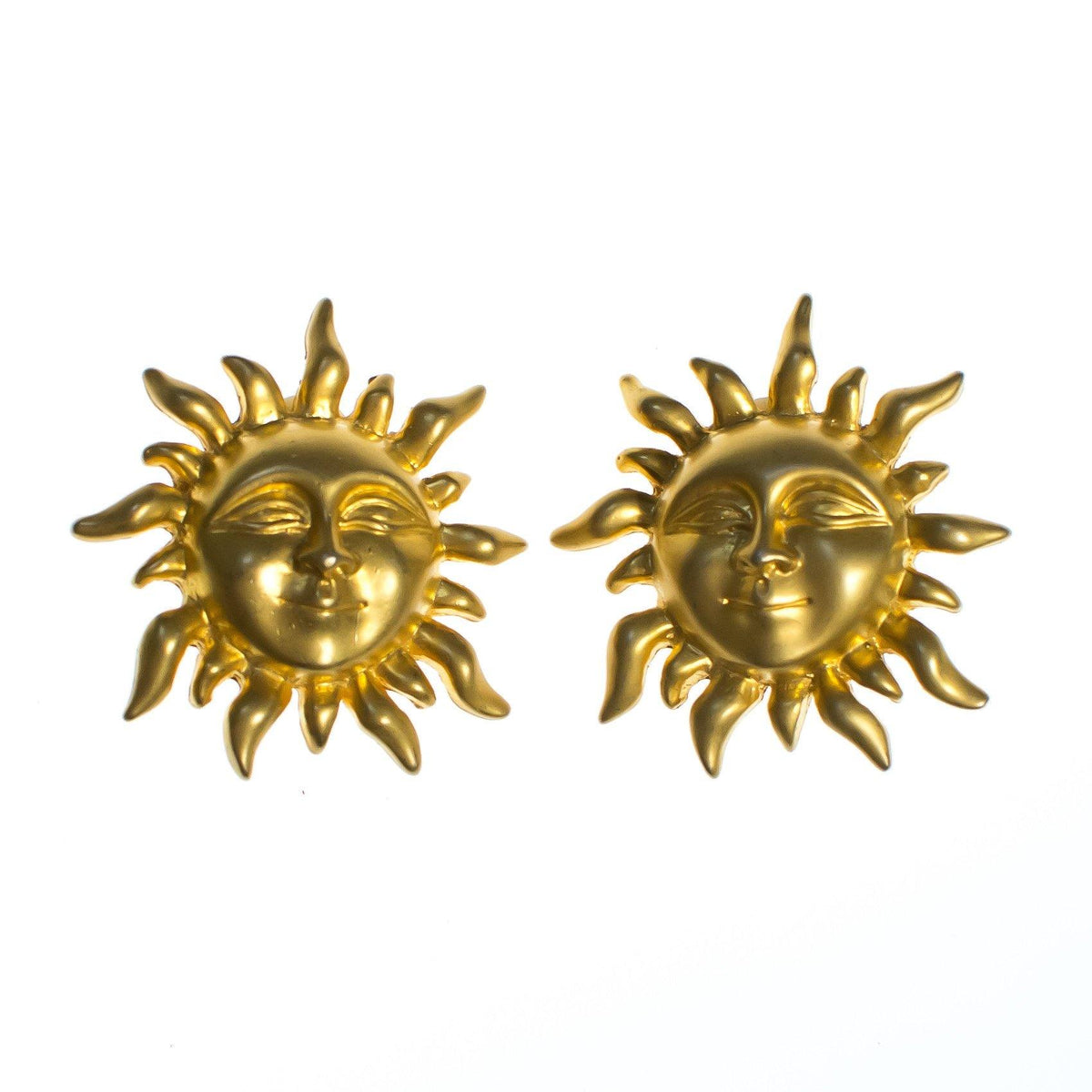 Vintage 1980s Gold Sun Statement Earrings