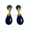 Vintage Lapis Lucite and Speckled Jade Drop Earrings by 1980s - Vintage Meet Modern Vintage Jewelry - Chicago, Illinois - #oldhollywoodglamour #vintagemeetmodern #designervintage #jewelrybox #antiquejewelry #vintagejewelry