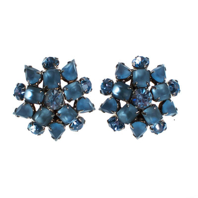 Vintage Frosted Light Blue Rhinestone Cluster Style Statement Earrings by 1950s - Vintage Meet Modern Vintage Jewelry - Chicago, Illinois - #oldhollywoodglamour #vintagemeetmodern #designervintage #jewelrybox #antiquejewelry #vintagejewelry