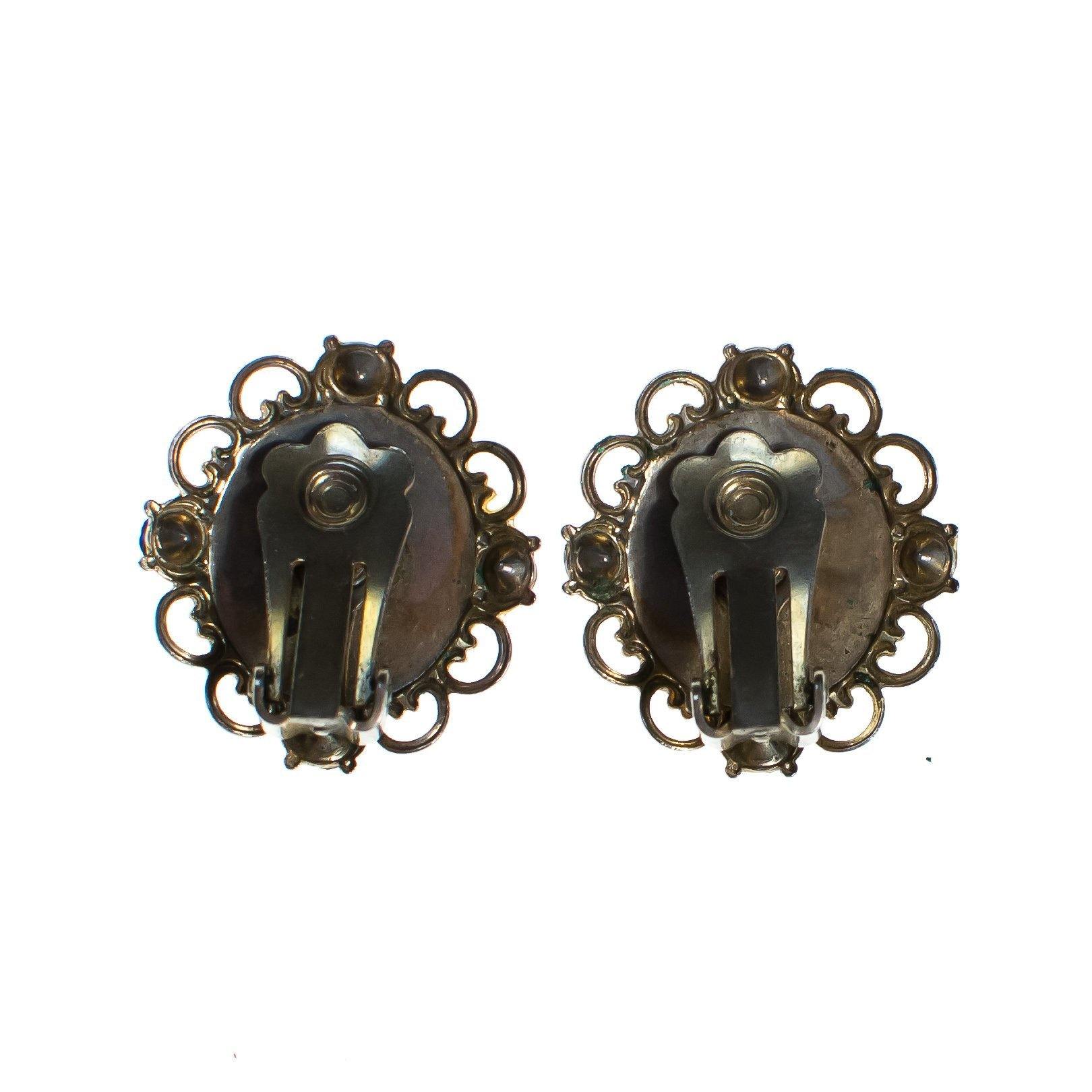 Vintage Sapphire Blue Rhinestones Statement Earrings, Silver Tone Setting, Clip-on Earrings by 1960s - Vintage Meet Modern Vintage Jewelry - Chicago, Illinois - #oldhollywoodglamour #vintagemeetmodern #designervintage #jewelrybox #antiquejewelry #vintagejewelry