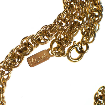 Vintage Monet Gold Bolero Necklace, Pendant, Gold Tone Setting, Spring Ring Clasp by Monet - Vintage Meet Modern Vintage Jewelry - Chicago, Illinois - #oldhollywoodglamour #vintagemeetmodern #designervintage #jewelrybox #antiquejewelry #vintagejewelry