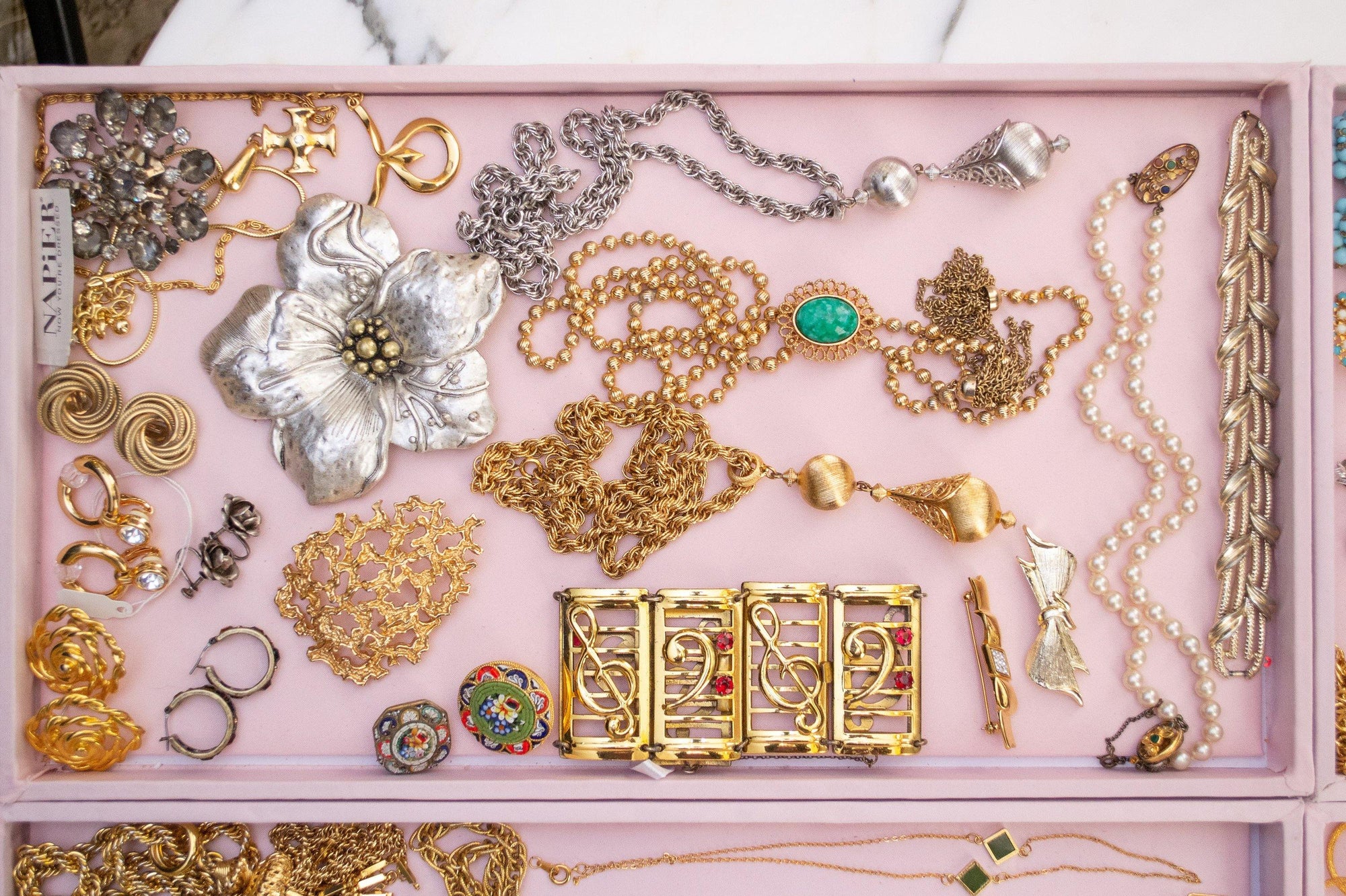 Vintage Monet Gold Bolero Necklace, Pendant, Gold Tone Setting, Spring Ring Clasp by Monet - Vintage Meet Modern Vintage Jewelry - Chicago, Illinois - #oldhollywoodglamour #vintagemeetmodern #designervintage #jewelrybox #antiquejewelry #vintagejewelry