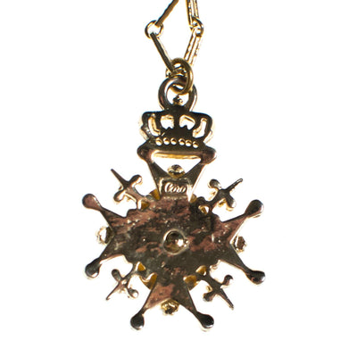 Vintage Coro Red Enamel and Rhinestone Heraldic Pendant Necklace by Coro - Vintage Meet Modern Vintage Jewelry - Chicago, Illinois - #oldhollywoodglamour #vintagemeetmodern #designervintage #jewelrybox #antiquejewelry #vintagejewelry