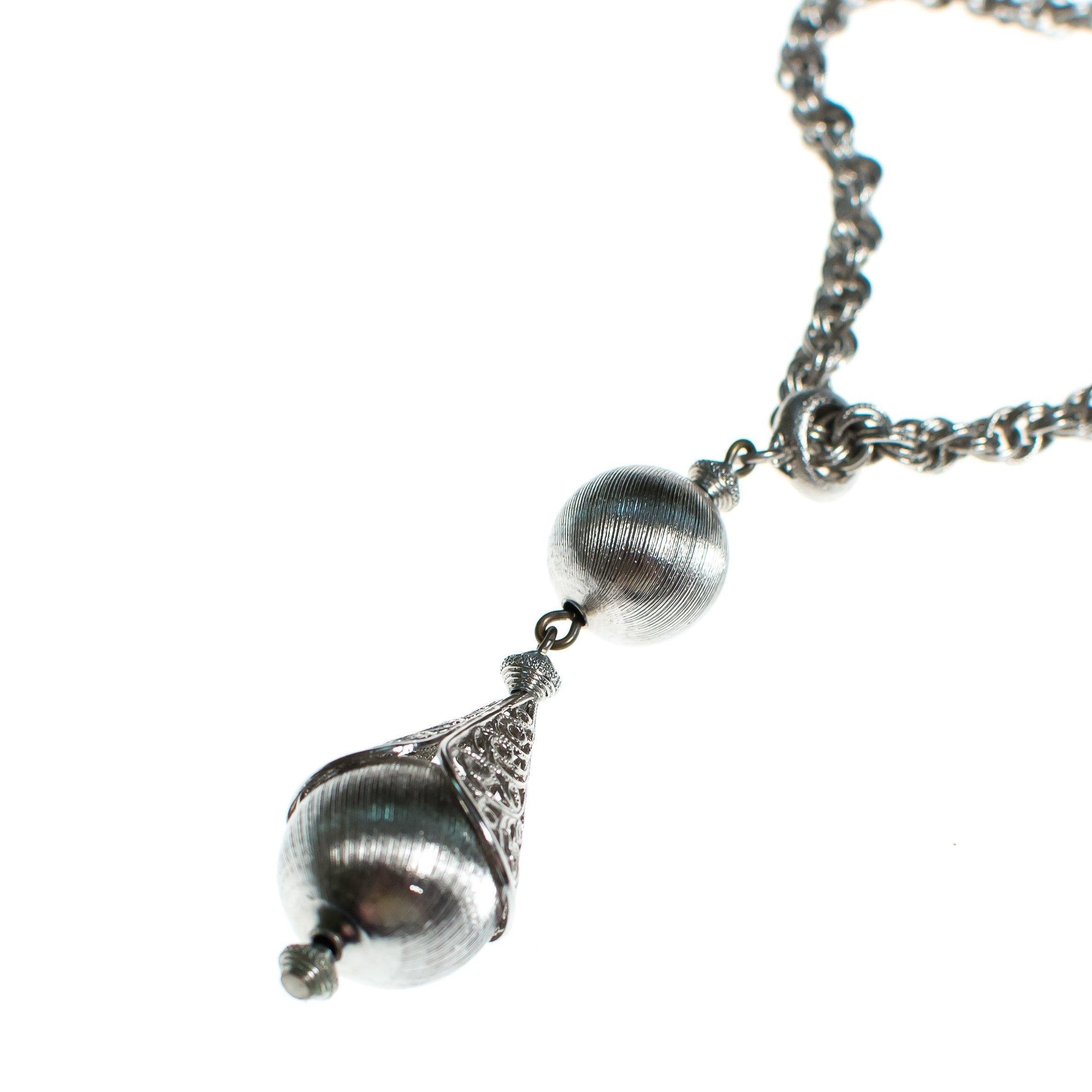 Vintage Monet Silver Bolero Necklace, Pendant, Silver Tone Setting, Spring Ring Clasp by Monet - Vintage Meet Modern Vintage Jewelry - Chicago, Illinois - #oldhollywoodglamour #vintagemeetmodern #designervintage #jewelrybox #antiquejewelry #vintagejewelry