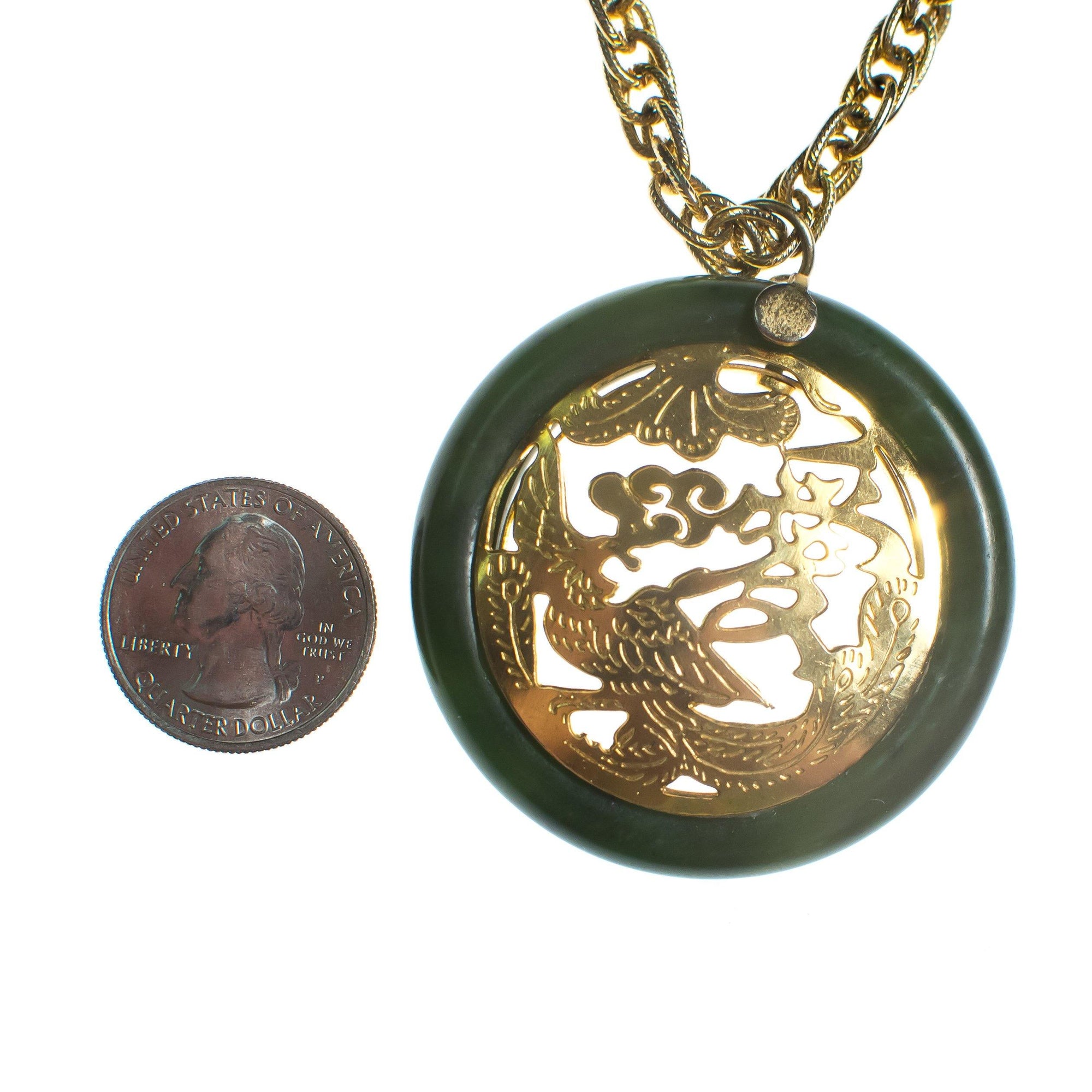Vintage Asian Character and Jade Pendant Necklace by 1960s - Vintage Meet Modern Vintage Jewelry - Chicago, Illinois - #oldhollywoodglamour #vintagemeetmodern #designervintage #jewelrybox #antiquejewelry #vintagejewelry