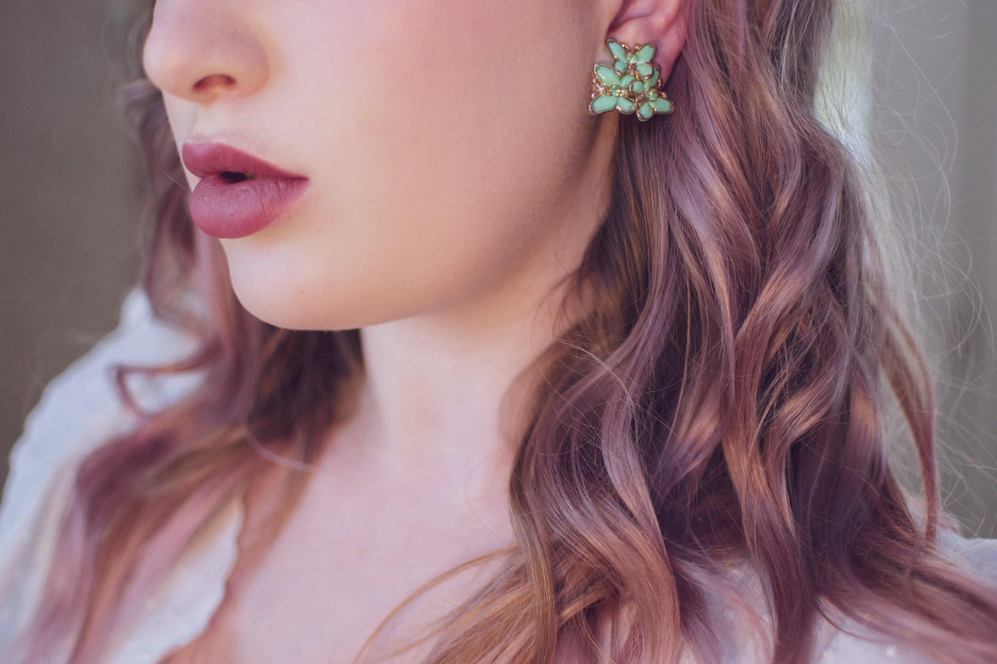 Vintage Mid Century Modern Light Green Lucite and Rhinestone Butterfly Earrings by 1950s - Vintage Meet Modern Vintage Jewelry - Chicago, Illinois - #oldhollywoodglamour #vintagemeetmodern #designervintage #jewelrybox #antiquejewelry #vintagejewelry