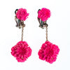 Vintage Hot Pink Flower Pom Pom Statement Earrings by Made in Japan - Vintage Meet Modern Vintage Jewelry - Chicago, Illinois - #oldhollywoodglamour #vintagemeetmodern #designervintage #jewelrybox #antiquejewelry #vintagejewelry