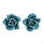 Vintage 1940s Porcelain Blue Rose Earrings, Screw Back