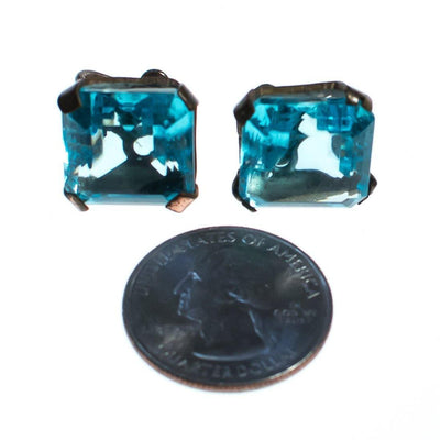 Vintage 1940s Art Deco Blue Crystal Screwback Earrings Set in Sterling Silver by Art Deco - Vintage Meet Modern Vintage Jewelry - Chicago, Illinois - #oldhollywoodglamour #vintagemeetmodern #designervintage #jewelrybox #antiquejewelry #vintagejewelry