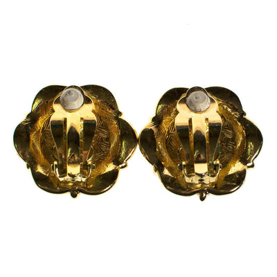 Vintage Joan Rivers Earrings, Blue, Black, and White Interchangeable Lucite, Diamante Crystals, Gold Tone Setting, Clip-on by Joan Rivers - Vintage Meet Modern Vintage Jewelry - Chicago, Illinois - #oldhollywoodglamour #vintagemeetmodern #designervintage #jewelrybox #antiquejewelry #vintagejewelry