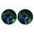 Vintage Statement Earrings, Green, Gold, and Blue Glitter Lucite, Clip-on