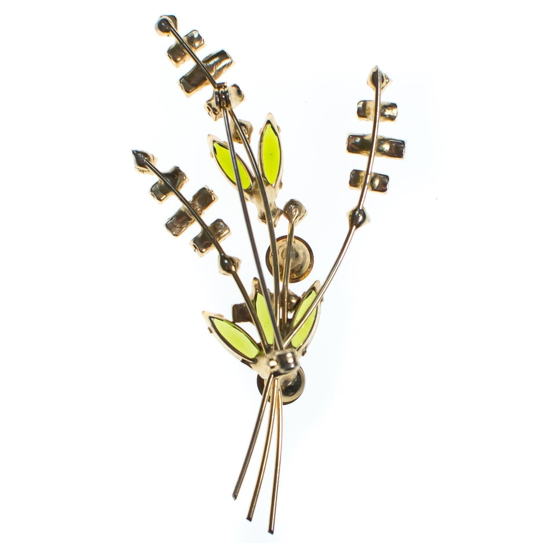 Vintage Made in Austria Bright Aurora Borealis Green and Pink Rhinestone Flower Brooch by Made in Austria - Vintage Meet Modern Vintage Jewelry - Chicago, Illinois - #oldhollywoodglamour #vintagemeetmodern #designervintage #jewelrybox #antiquejewelry #vintagejewelry