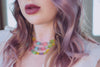 Vintage Pastel Rainbow Lucite Triple Stand Necklace by 1950s - Vintage Meet Modern Vintage Jewelry - Chicago, Illinois - #oldhollywoodglamour #vintagemeetmodern #designervintage #jewelrybox #antiquejewelry #vintagejewelry