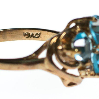 Vintage Ring, Blue Heart Shaped Rhinestones, CZ, Gold Tone Setting, Ring Size 8 by 1980s - Vintage Meet Modern Vintage Jewelry - Chicago, Illinois - #oldhollywoodglamour #vintagemeetmodern #designervintage #jewelrybox #antiquejewelry #vintagejewelry