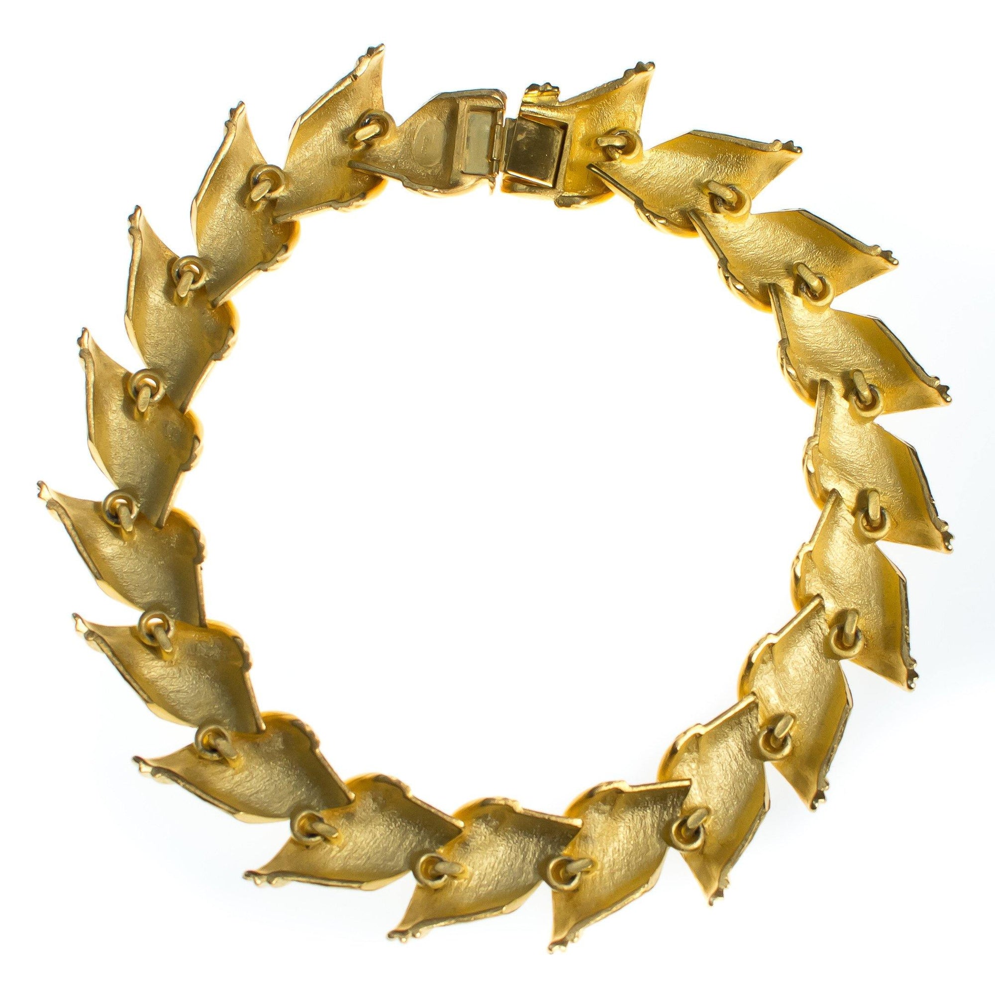 Vintage 1980s Ellen Kiam Heavy Brushed Gold Tone Wide Link Statement Necklace by Ellen Kiam - Vintage Meet Modern Vintage Jewelry - Chicago, Illinois - #oldhollywoodglamour #vintagemeetmodern #designervintage #jewelrybox #antiquejewelry #vintagejewelry