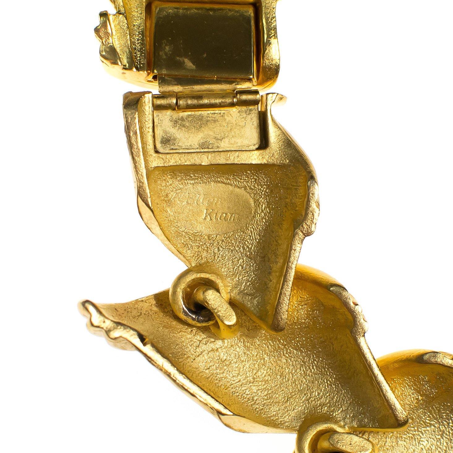 Vintage 1980s Ellen Kiam Heavy Brushed Gold Tone Wide Link Statement Necklace by Ellen Kiam - Vintage Meet Modern Vintage Jewelry - Chicago, Illinois - #oldhollywoodglamour #vintagemeetmodern #designervintage #jewelrybox #antiquejewelry #vintagejewelry