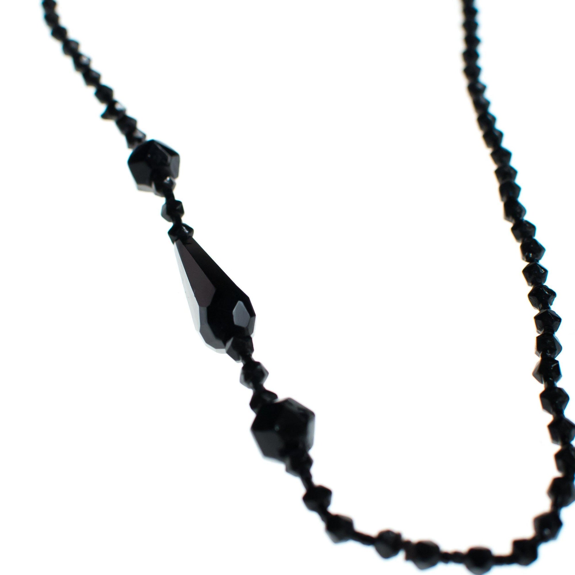 Vintage Czech Art Deco Era Faceted Jet Crystal Necklace by 1920s - Vintage Meet Modern Vintage Jewelry - Chicago, Illinois - #oldhollywoodglamour #vintagemeetmodern #designervintage #jewelrybox #antiquejewelry #vintagejewelry