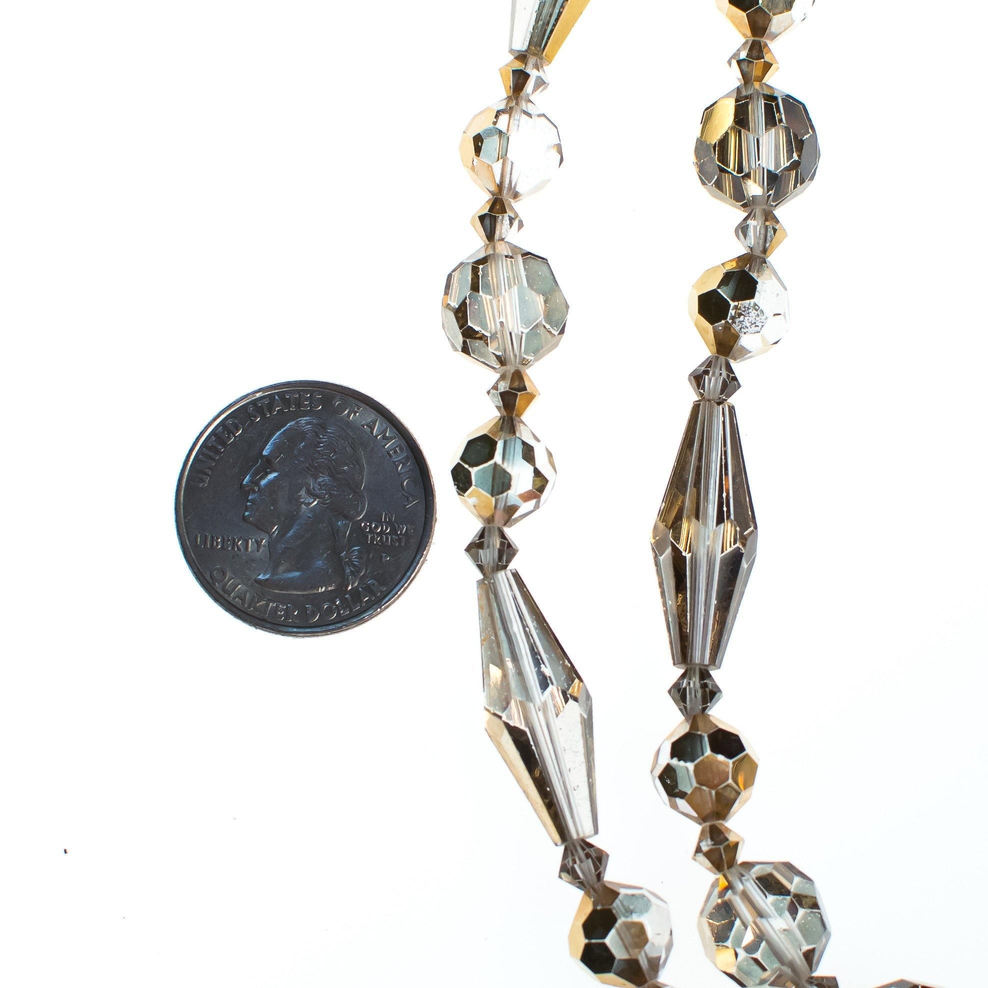 Vintage Champagne Gold Aurora Borealis Double Strand Faceted Crystal Necklace by 1950s - Vintage Meet Modern Vintage Jewelry - Chicago, Illinois - #oldhollywoodglamour #vintagemeetmodern #designervintage #jewelrybox #antiquejewelry #vintagejewelry