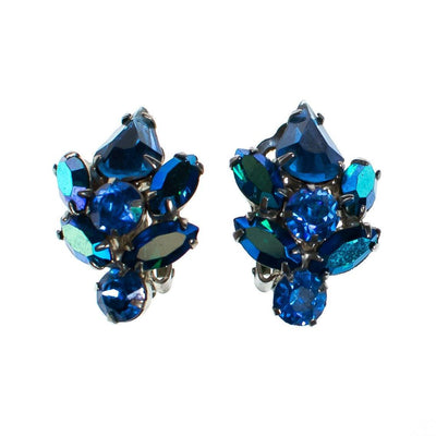 Vintage Mystic Blue Aurora Borealis Crystal Rhinestone Statement Earrings by 1950s - Vintage Meet Modern Vintage Jewelry - Chicago, Illinois - #oldhollywoodglamour #vintagemeetmodern #designervintage #jewelrybox #antiquejewelry #vintagejewelry