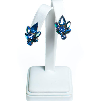 Vintage Mystic Blue Aurora Borealis Crystal Rhinestone Statement Earrings by 1950s - Vintage Meet Modern Vintage Jewelry - Chicago, Illinois - #oldhollywoodglamour #vintagemeetmodern #designervintage #jewelrybox #antiquejewelry #vintagejewelry