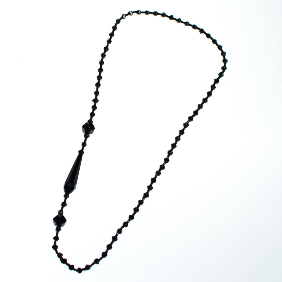 Vintage Czech Art Deco Era Faceted Jet Crystal Necklace by 1920s - Vintage Meet Modern Vintage Jewelry - Chicago, Illinois - #oldhollywoodglamour #vintagemeetmodern #designervintage #jewelrybox #antiquejewelry #vintagejewelry