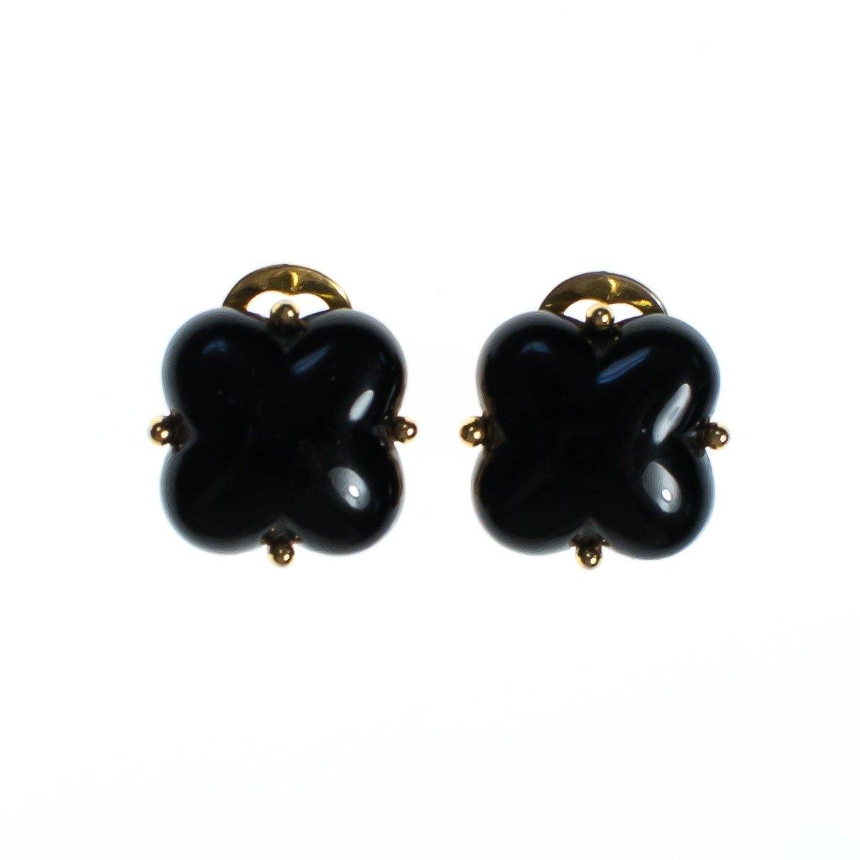 Vintage Black Lucite Quatrafoil Earrings