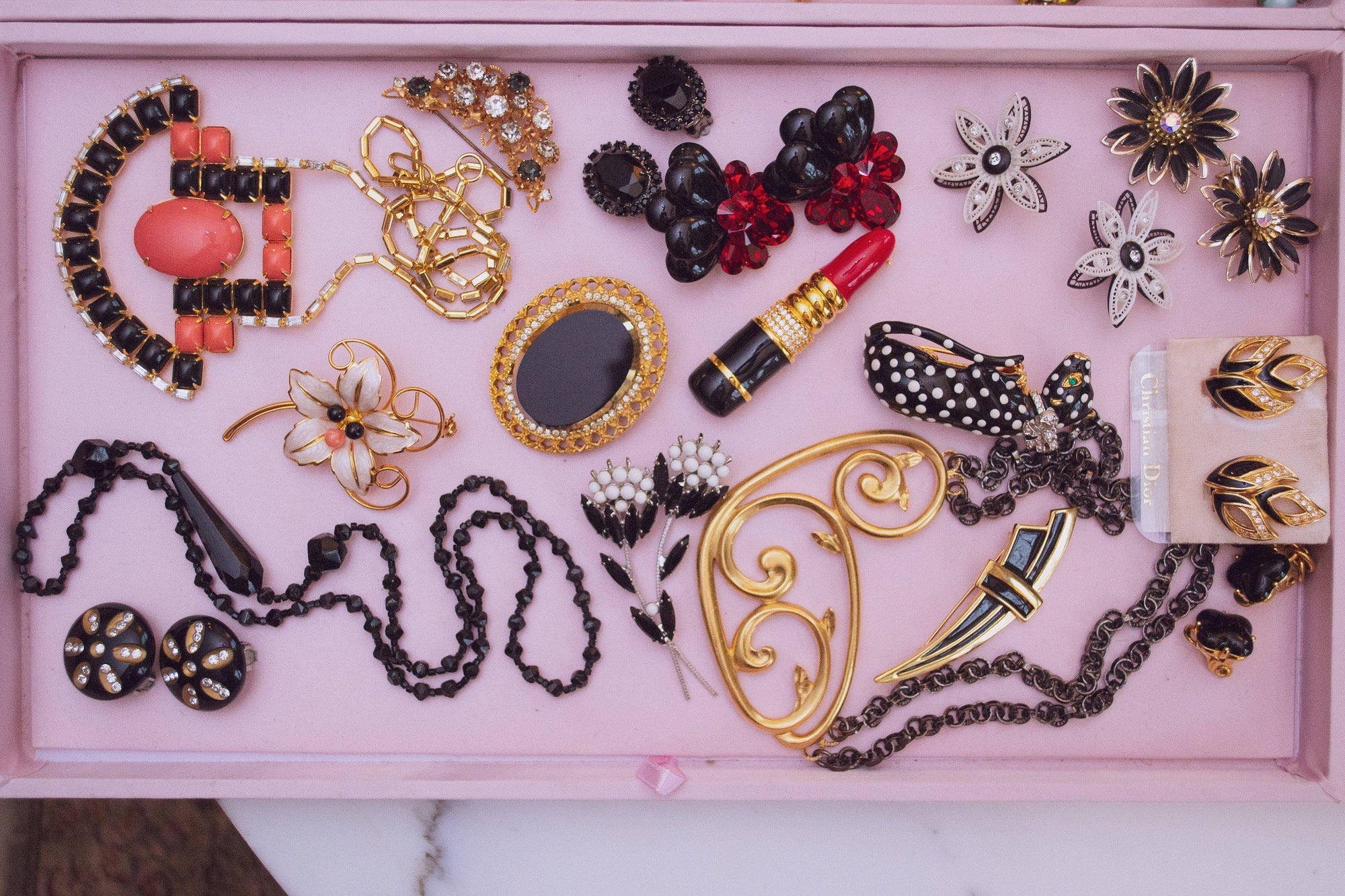 Vintage Black Lucite Quatrafoil Earrings by 1980s - Vintage Meet Modern Vintage Jewelry - Chicago, Illinois - #oldhollywoodglamour #vintagemeetmodern #designervintage #jewelrybox #antiquejewelry #vintagejewelry