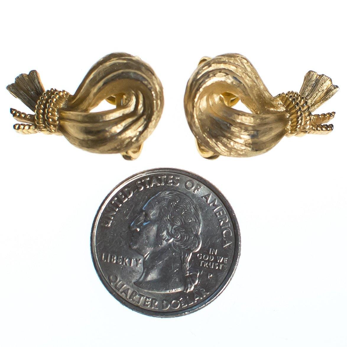Vintage Mid Century Modern Crown Trifari Gold Loop & Knot Earrings by Crown Trifari - Vintage Meet Modern Vintage Jewelry - Chicago, Illinois - #oldhollywoodglamour #vintagemeetmodern #designervintage #jewelrybox #antiquejewelry #vintagejewelry