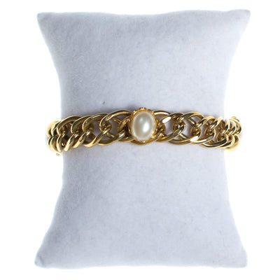 Vintage Gold Chain Bracelet with Pearl Stations by Mid Century Modern - Vintage Meet Modern Vintage Jewelry - Chicago, Illinois - #oldhollywoodglamour #vintagemeetmodern #designervintage #jewelrybox #antiquejewelry #vintagejewelry