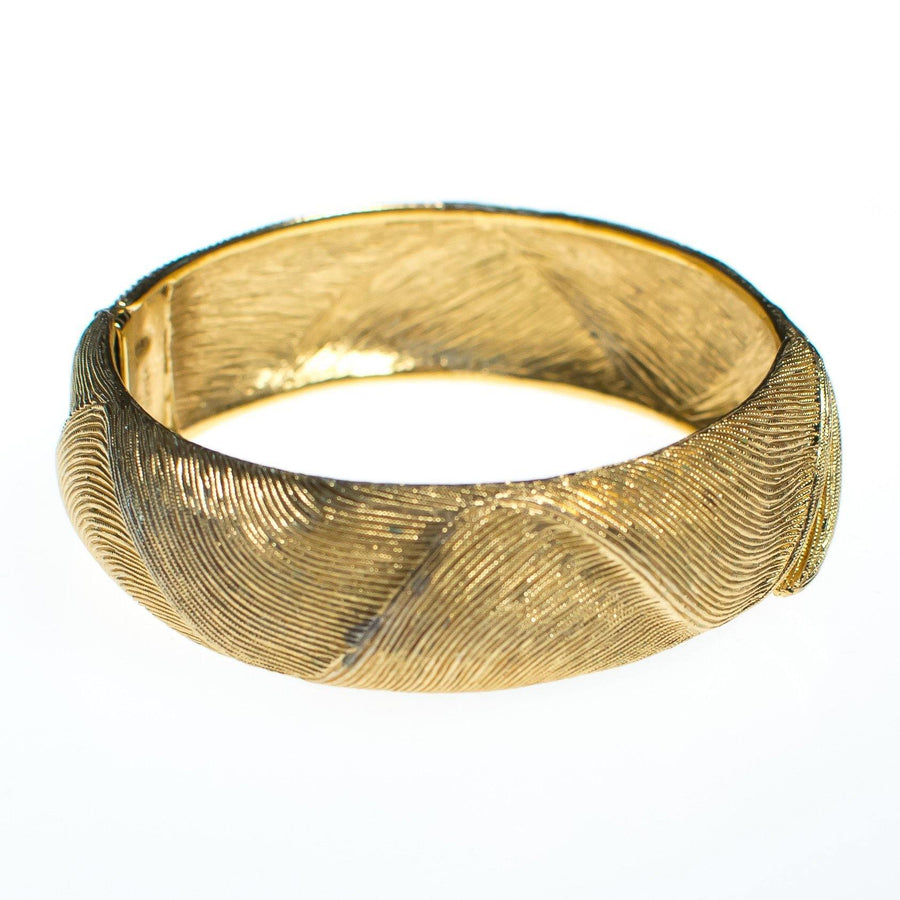 Vintage Monet Brushed Textured Gold Bangle Bracelet by Monet - Vintage Meet Modern Vintage Jewelry - Chicago, Illinois - #oldhollywoodglamour #vintagemeetmodern #designervintage #jewelrybox #antiquejewelry #vintagejewelry