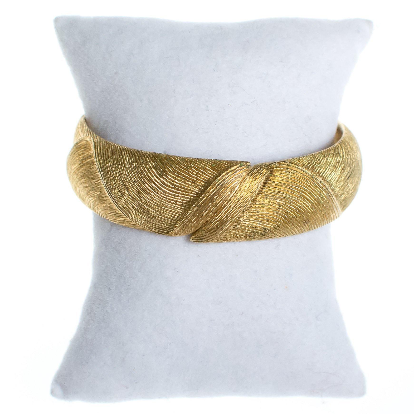 Vintage Monet Brushed Textured Gold Bangle Bracelet by Monet - Vintage Meet Modern Vintage Jewelry - Chicago, Illinois - #oldhollywoodglamour #vintagemeetmodern #designervintage #jewelrybox #antiquejewelry #vintagejewelry