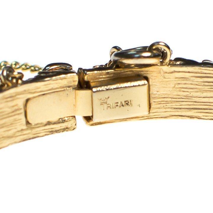 Vintage Crown Trifari Mid Century Modern Gold Pebbled Textured Bangle Bracelet by Crown Trifari - Vintage Meet Modern Vintage Jewelry - Chicago, Illinois - #oldhollywoodglamour #vintagemeetmodern #designervintage #jewelrybox #antiquejewelry #vintagejewelry