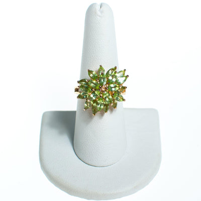 Vintage Peridot Cluster Cocktail Statement Ring 18kt Gold Over Sterling Silver by Peridot - Vintage Meet Modern Vintage Jewelry - Chicago, Illinois - #oldhollywoodglamour #vintagemeetmodern #designervintage #jewelrybox #antiquejewelry #vintagejewelry