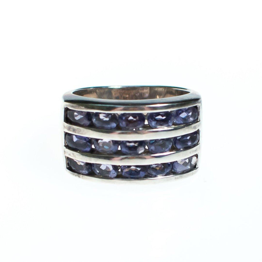 Vintage Wide Band Channel Set Iolite Sterling Silver Ring by Sterling Silver - Vintage Meet Modern Vintage Jewelry - Chicago, Illinois - #oldhollywoodglamour #vintagemeetmodern #designervintage #jewelrybox #antiquejewelry #vintagejewelry