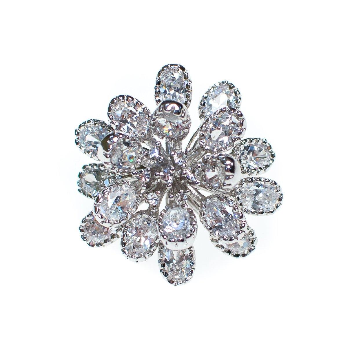 Vintage Huge Diamante Flower Statement Ring, Diamante Crystals, Silver Tone Setting, Ring Size 6.5 by 1990s - Vintage Meet Modern Vintage Jewelry - Chicago, Illinois - #oldhollywoodglamour #vintagemeetmodern #designervintage #jewelrybox #antiquejewelry #vintagejewelry