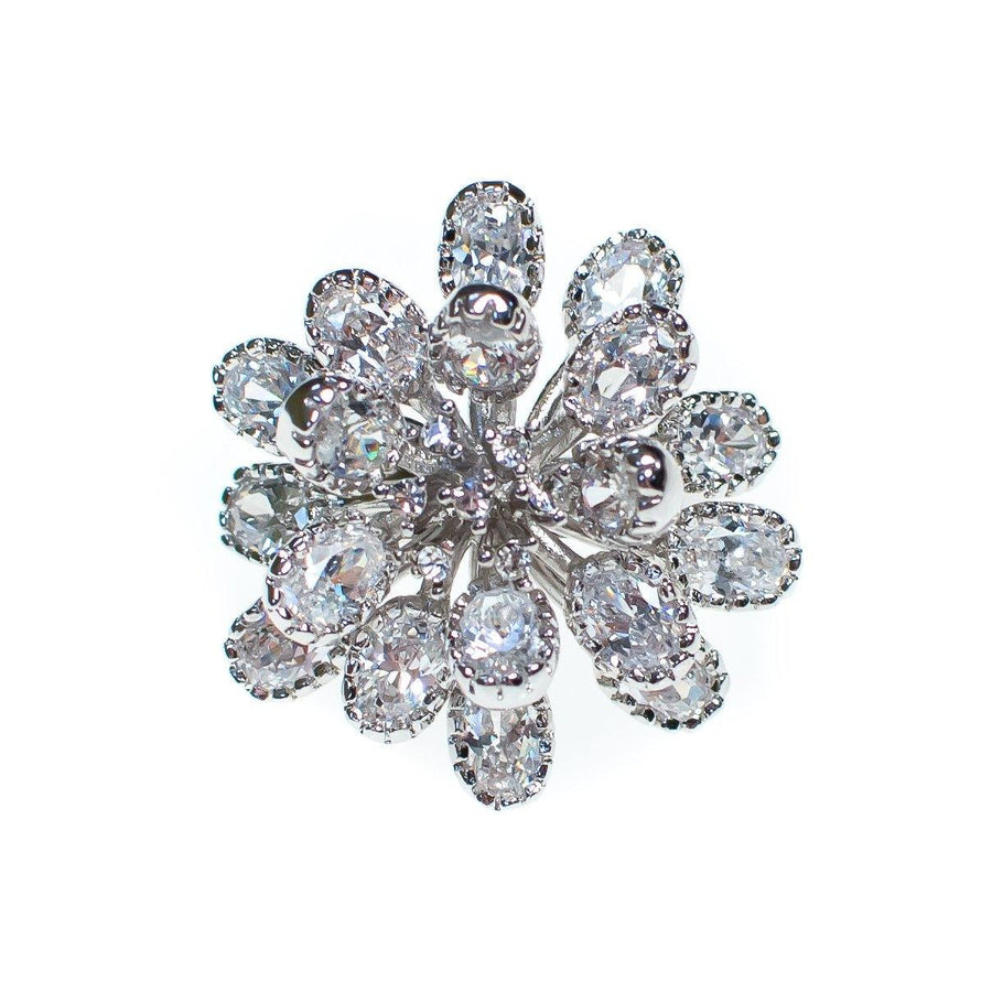 Vintage Huge Diamante Flower Statement Ring, Diamante Crystals, Silver Tone Setting, Ring Size 6.5 by 1990s - Vintage Meet Modern Vintage Jewelry - Chicago, Illinois - #oldhollywoodglamour #vintagemeetmodern #designervintage #jewelrybox #antiquejewelry #vintagejewelry