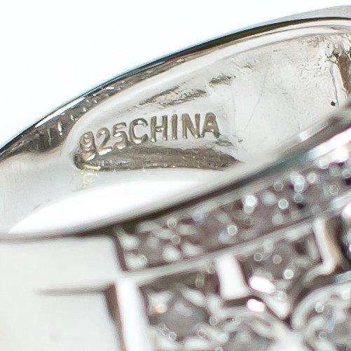 Vintage Diamonique Statement Wide Band Sterling Silver Ring with Clovers by Sterling Silver - Vintage Meet Modern Vintage Jewelry - Chicago, Illinois - #oldhollywoodglamour #vintagemeetmodern #designervintage #jewelrybox #antiquejewelry #vintagejewelry