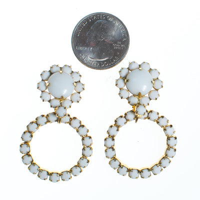 Vintage Retro Milk Glass Doorknocker Statement Earrings by 1950s - Vintage Meet Modern Vintage Jewelry - Chicago, Illinois - #oldhollywoodglamour #vintagemeetmodern #designervintage #jewelrybox #antiquejewelry #vintagejewelry