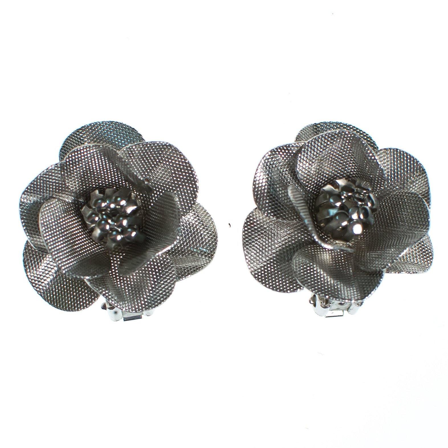 Vintage Silver Rose Statement Earrings by 1950s - Vintage Meet Modern Vintage Jewelry - Chicago, Illinois - #oldhollywoodglamour #vintagemeetmodern #designervintage #jewelrybox #antiquejewelry #vintagejewelry