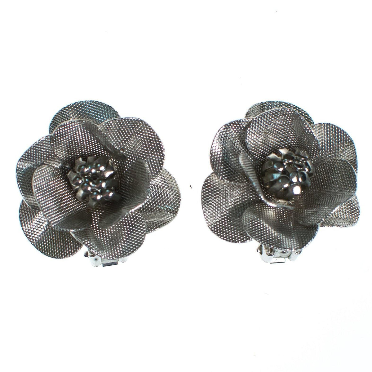 Vintage Silver Rose Statement Earrings