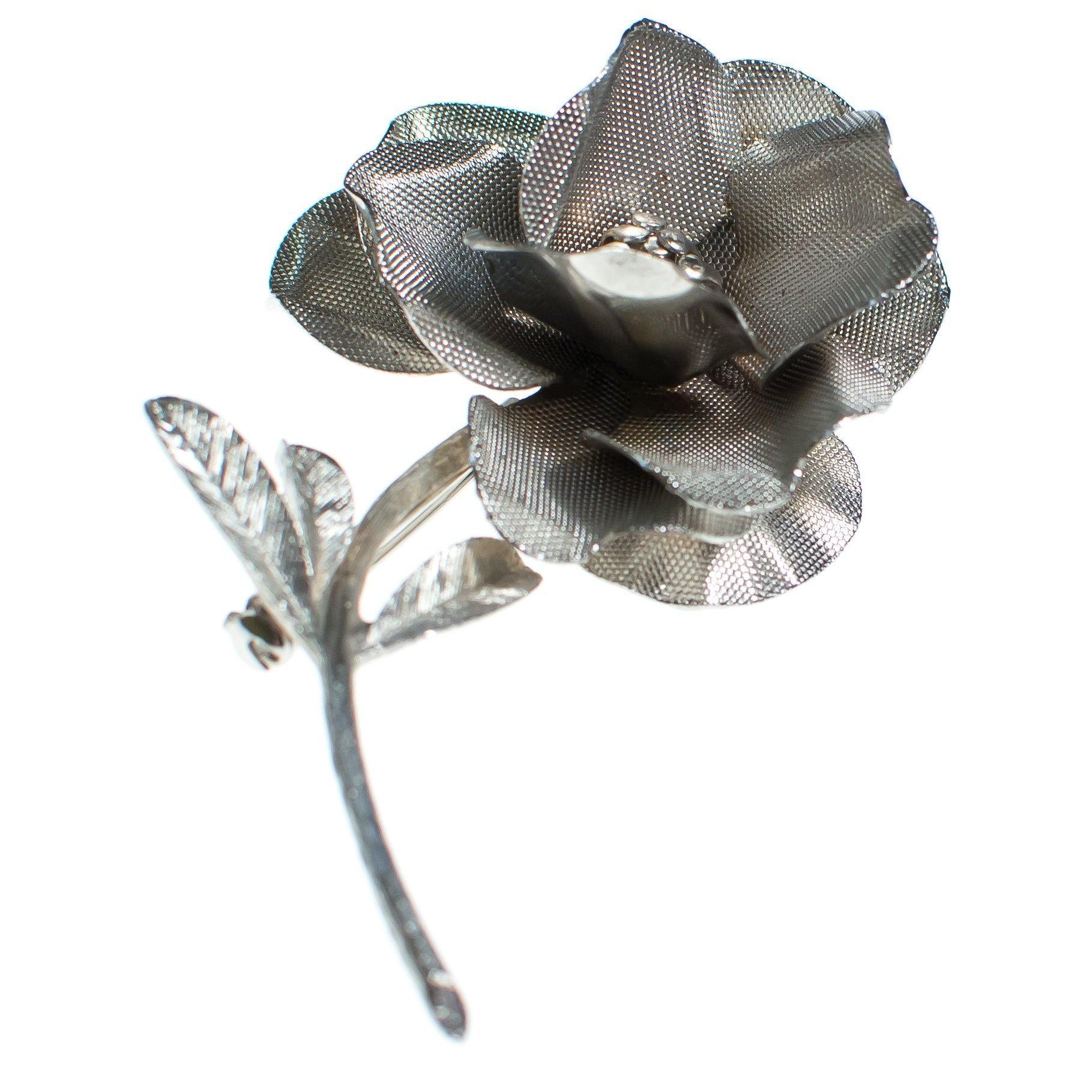 Vintage Huge Silver Rose Brooch by 1960s - Vintage Meet Modern Vintage Jewelry - Chicago, Illinois - #oldhollywoodglamour #vintagemeetmodern #designervintage #jewelrybox #antiquejewelry #vintagejewelry